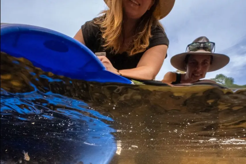 ENVIRONMENTAL SUPPORT: As a Landcare facilitator, Penny Raleigh, helps volunteers like Rosie Suter, complete projects including releasing native fish in Chesthunt.