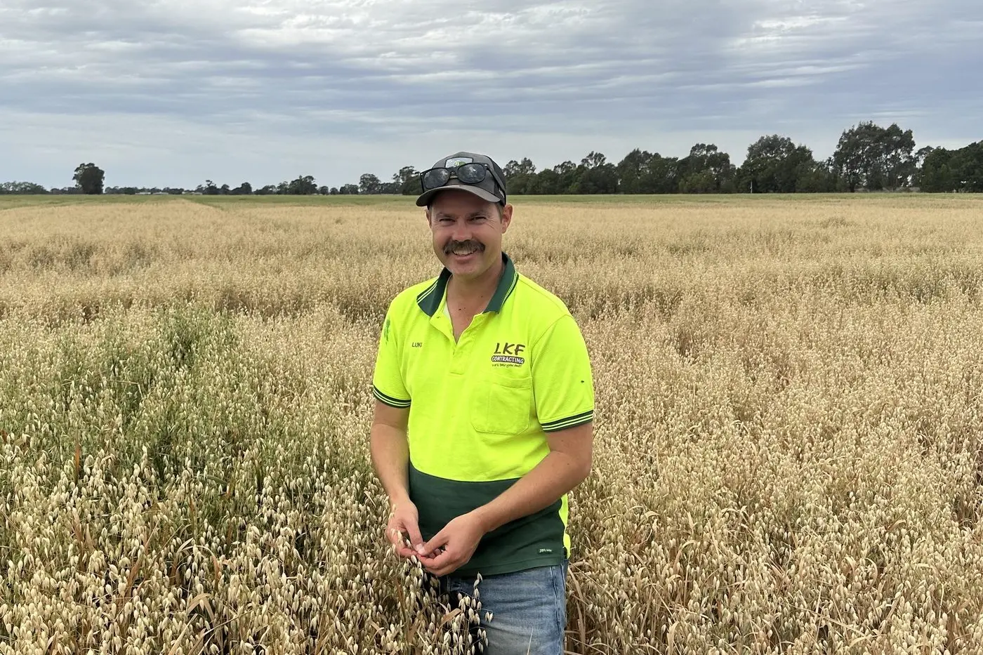 BRINGING HOME THE CARBON: Shepparton grower and hay contractor Luke Felmingham is all smiles after receiving the first soil carbon credits awarded in a broadacre cropping system.