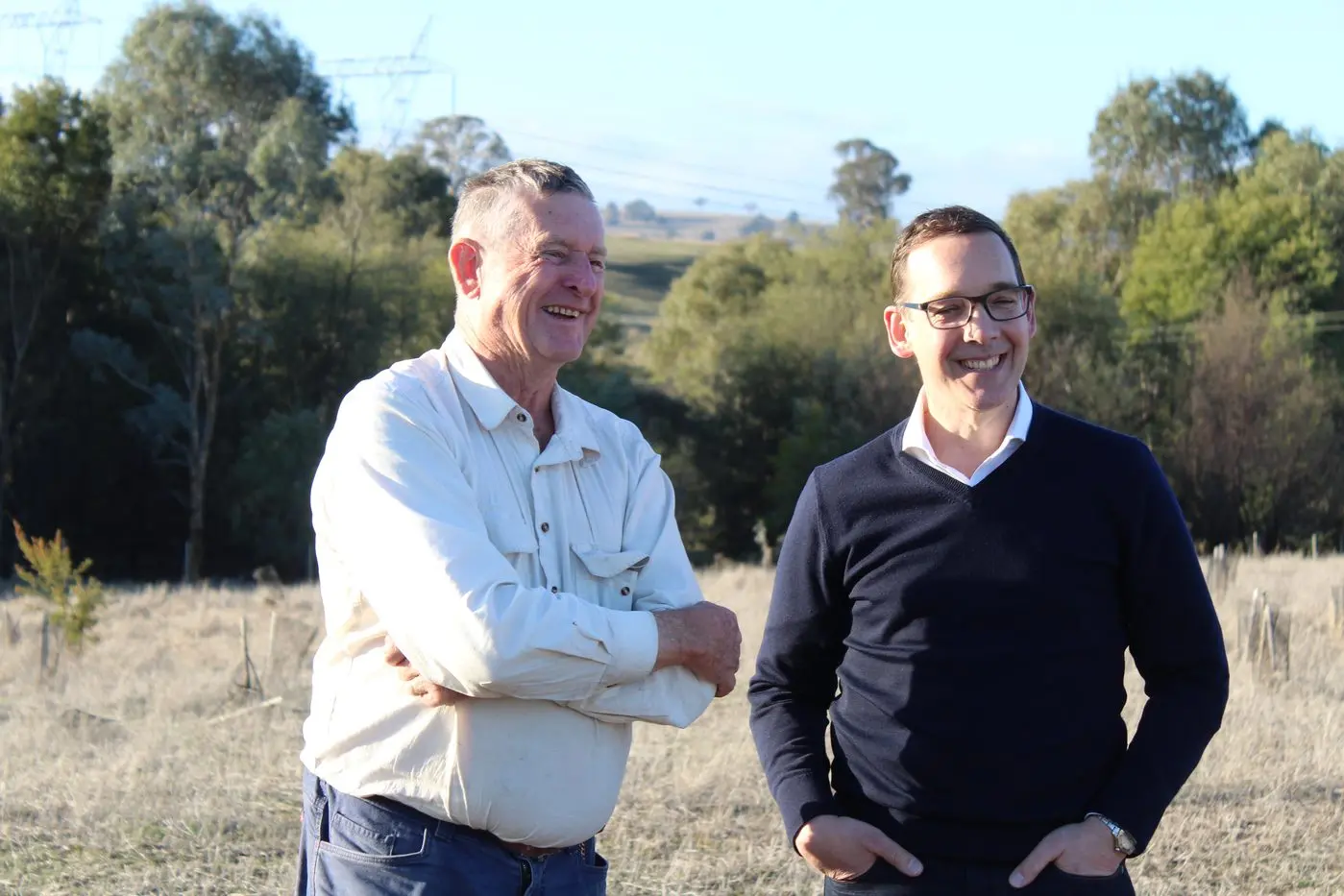 PROPERTY TOUR: Landowner Karst Kruen with Minister for the Environment Steve Dimopoulos at his Barwite property, Karlindy. 