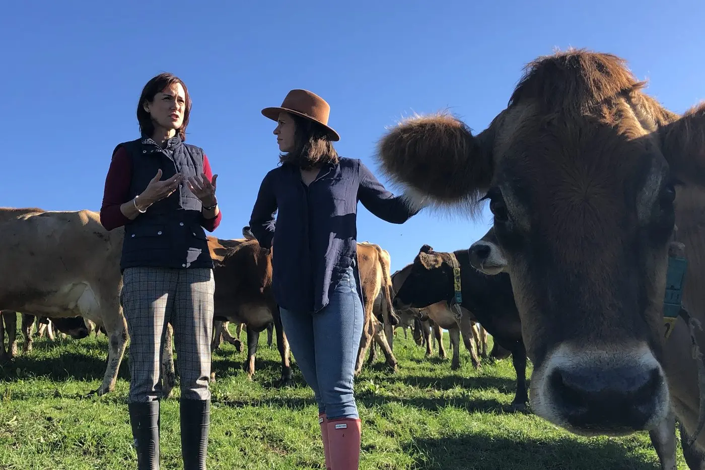 CELEBRATING AG: Melina Bath MP, the Nationals Member for Eastern Victoria Region with Sallie Jones of Gippsland Jersey.