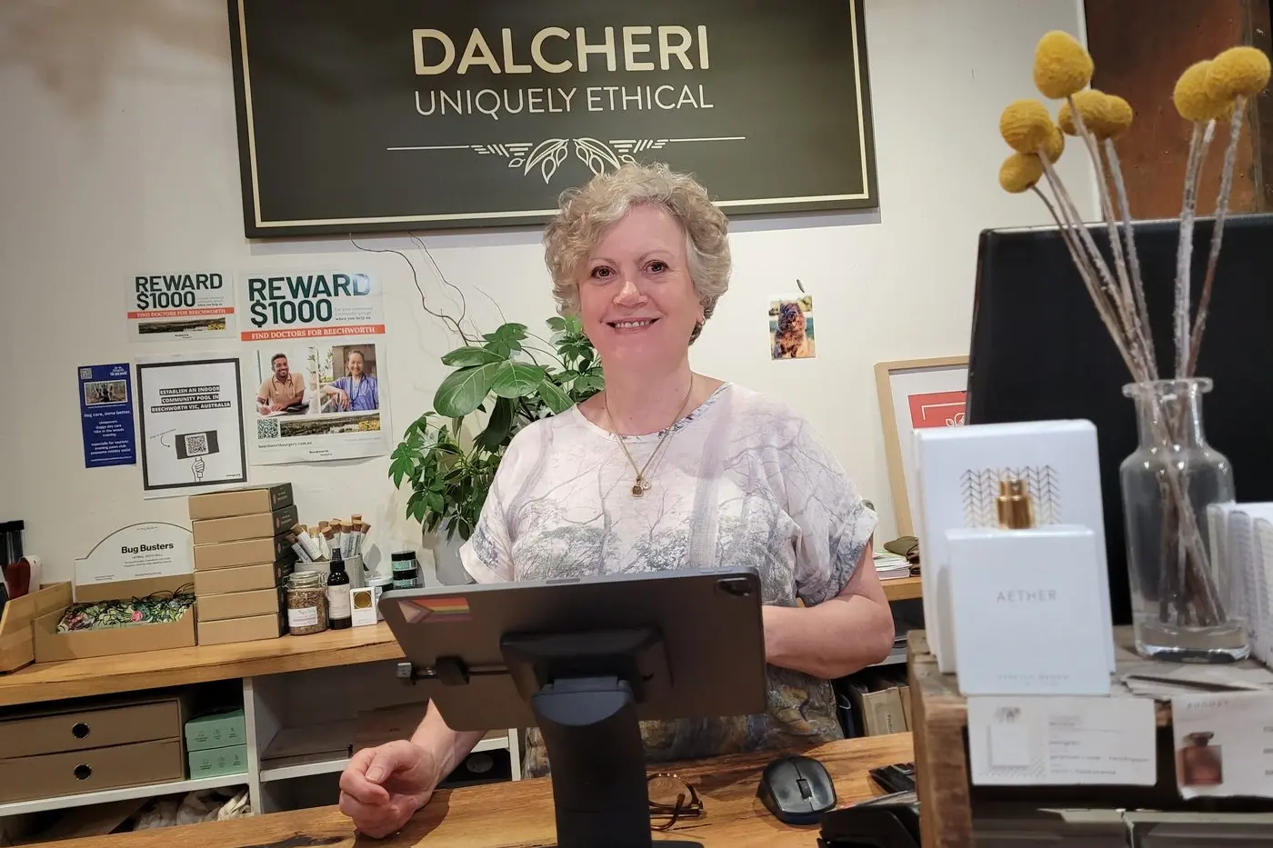 RAPT: Beechworth Inc. president and Dalcheri retailer Katrina Witherow is excited with news of the Warden\\u2019s Hotel development as well as two core town businesses extending their operations. PHOTO: Coral Cooksley