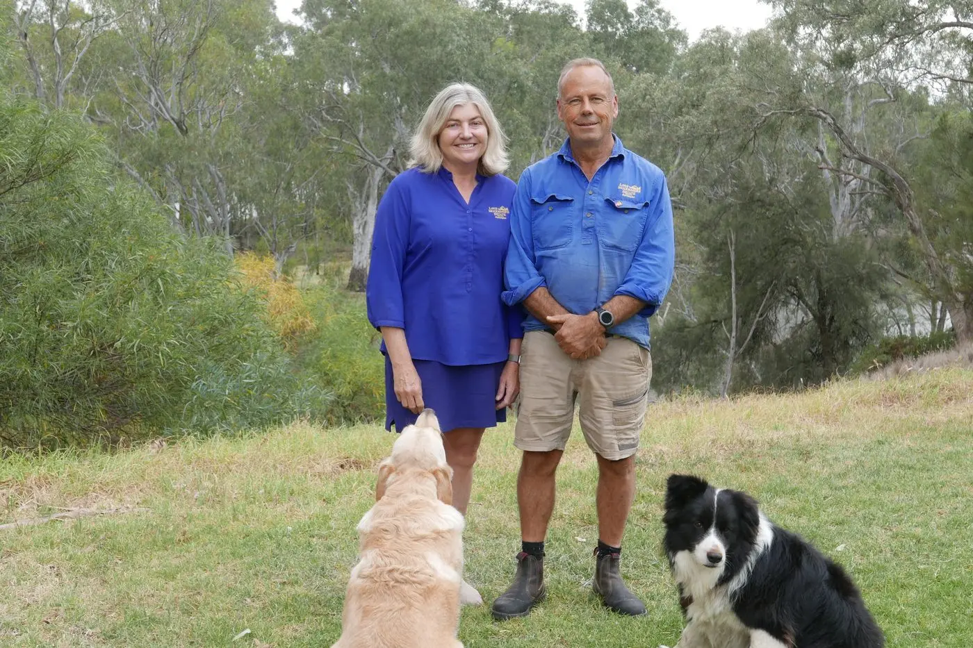 REDUCING CARBON: Belinda and Michael Chambers at their vineyard and winery on Lake Moodemere near Rutherglen.