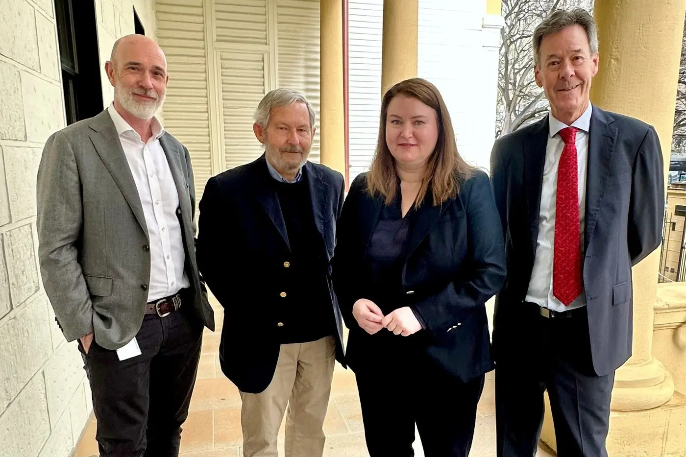 BREAKTHROUGH: (From left) Andrew McKenzie, Meat and Livestock Australia with Peter Kirkland, DPIRD Scientist, Tara Moriarty, NSW Minister for Agriculture and Peter McGrath, Tiba Biotech Head, are celebrating development of the foot and mouth vaccine.